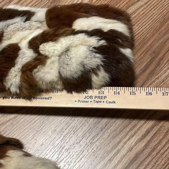 Vintage Women’s Rabbit Fur Coat Patchwork Jacket Hides - Picture 8 of 9